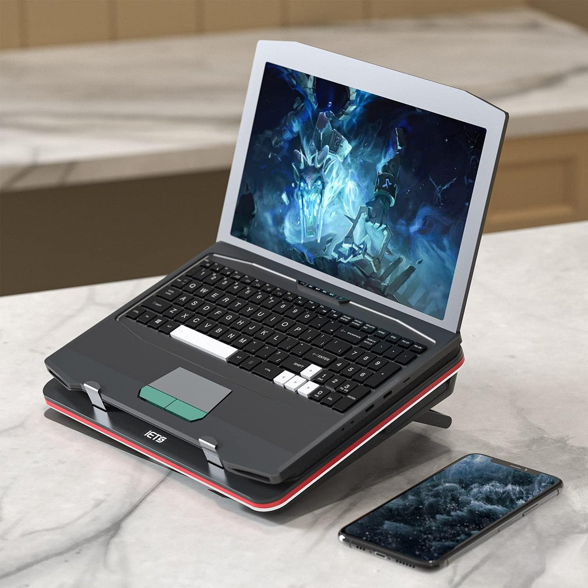 IETS GT500 Powerful Turbo-Fan (5000 RPM) Laptop Cooling Pad with Infinitely V...
