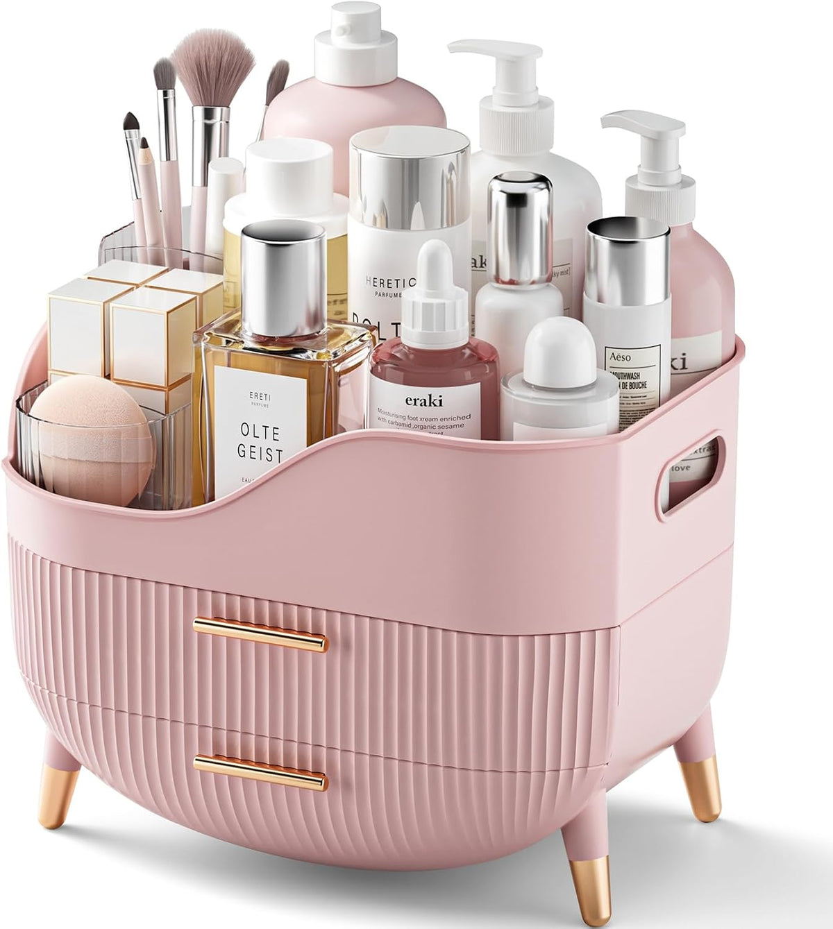 Pajiriona Makeup Organizer and Skincare Organizer with 2 Drawers and Handle
