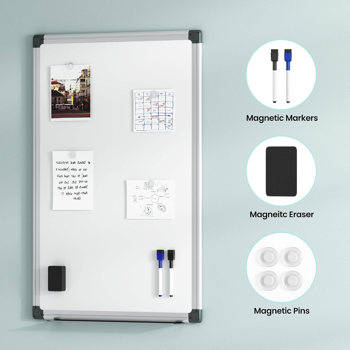 VUSIGN Magnetic Dry Erase Board for Wall, 36" x 24" Hanging Whitebo...