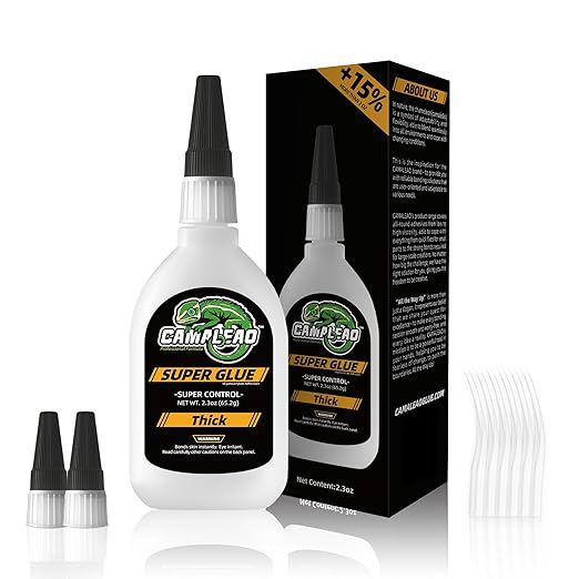 Thick Super CA Glue Kit 2.3 oz, Heavy Duty Clear Superglue Repair Wood Metal by CAMALEAO