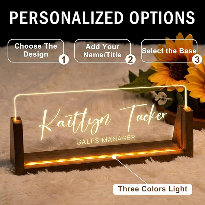 Desk Name Plate Personalized, Custom Office Light Up Name Plate - Image 6