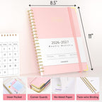 Forvencer Academic Planner 2026-2027, Calendar Jul 2026-Jun 2027, 8.5"x11" | Hardcover Weekly & Monthly Planner, Daily Agenda Book with Tabs, College School Organizer for Student Teacher, Pink