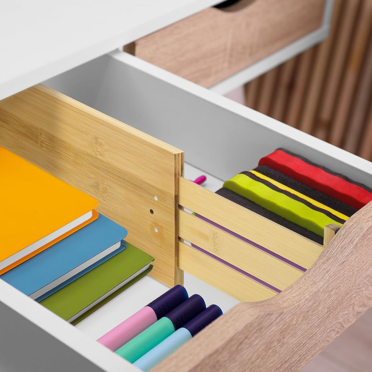 DoubleFill 4 Pcs 6 Inch High Drawer Dividers 15"-22" Adjustable, Wo...