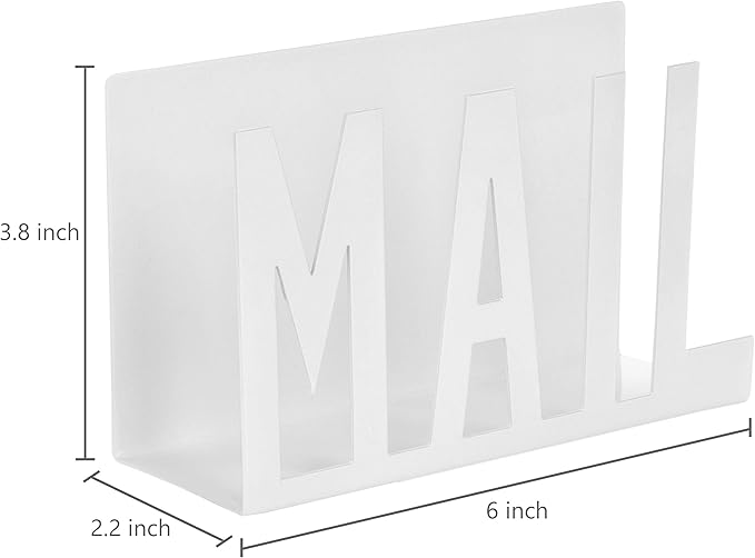 MyGift Mail Holder Organizer Countertop Modern Metal White - Image 4