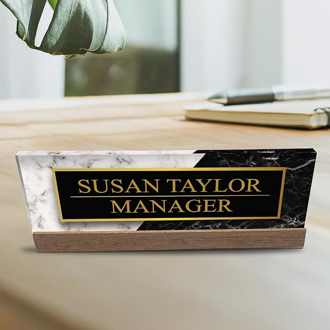 Artblox Personalized Office Desk Name Plate and Business Card Holder | Clear - Image 3