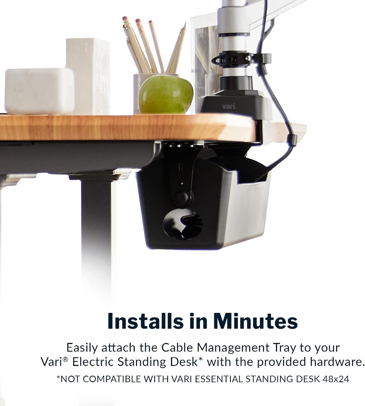 Vari Cable Management Tray - Under Desk Cord & Wire Organizer - Ideal for...