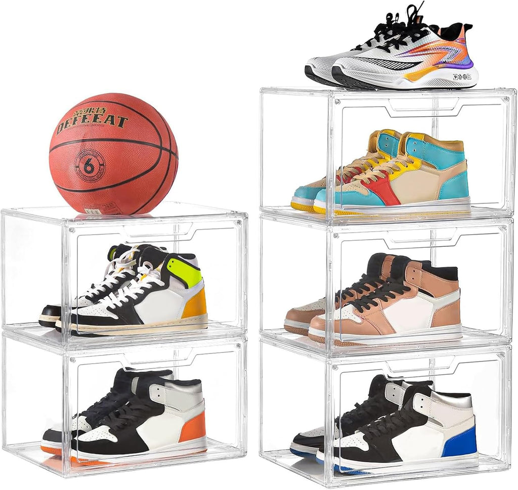 5 Pack Clear Stackable Shoe Organizer Box