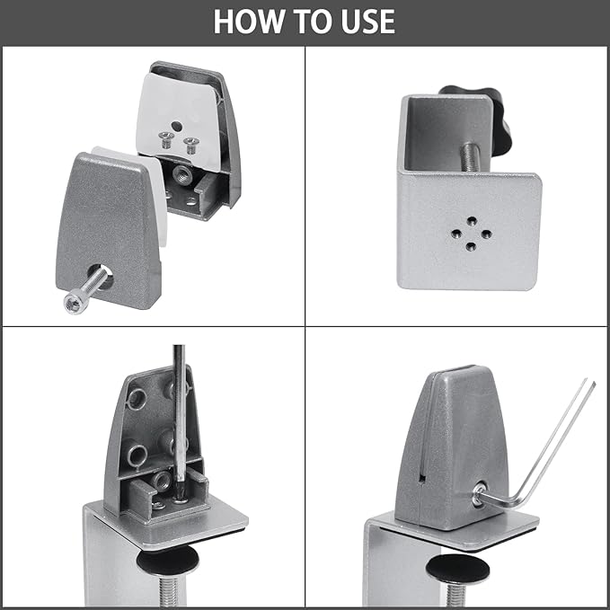 Heavy Duty Sneeze Guard Clamp For 0.1" to 1" Thick Panel, Desk Partition - Image 3