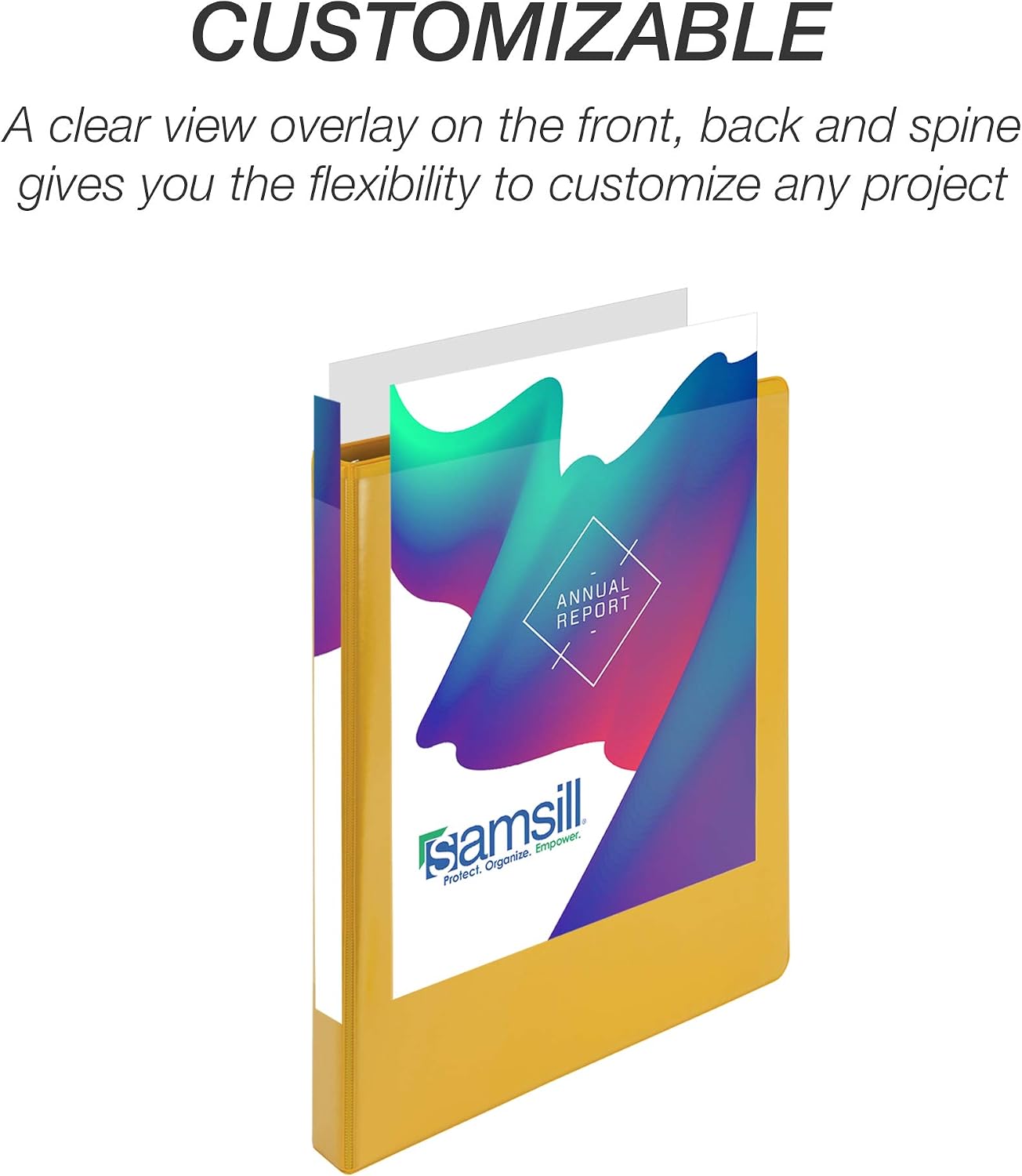 Samsill Economy 0.5 Inch 3 Ring Binder, Made in The USA, Round Ring Binder, Customizable Clear View Cover, Yellow (‎18515) (Pack of 2)
