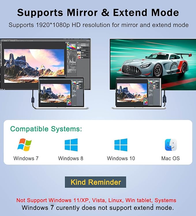 VIENON USB 3.0 to HDMI Adapter, USB 3.0 Hub - Image 4