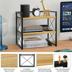 YINMIT Desktop Shelf Organizer, 2 Tier Office Shelves, Wood Desk Organizer - Image 4