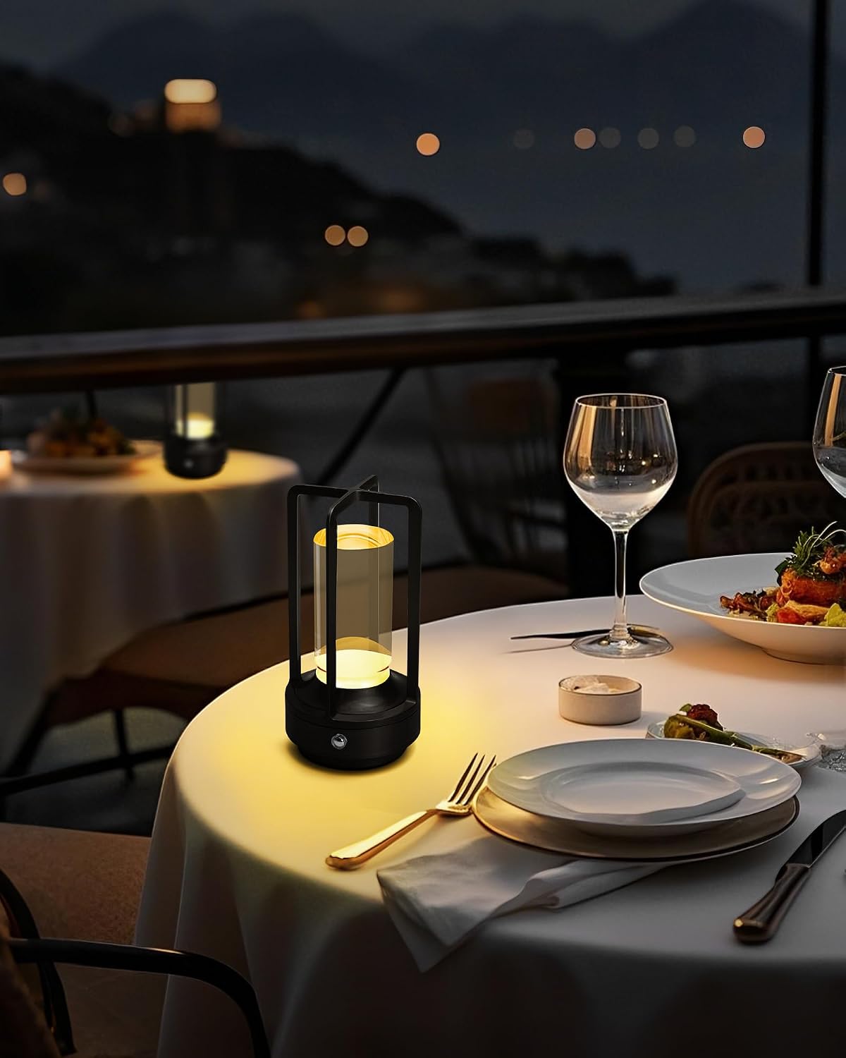 Set of 2 Cordless Table Lamps Rechargeable Desk Lamps Black