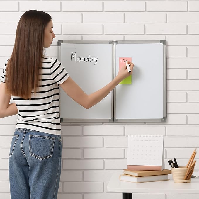 48” x 18” Foldable Whiteboard Dry Erase Board Large Tri Folding Whiteboard - Image 4