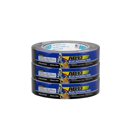 ABRO Blue Painters Tape 1 Inch Wide, 24mm x 55M, All Purpose Blue Tape by ABRO