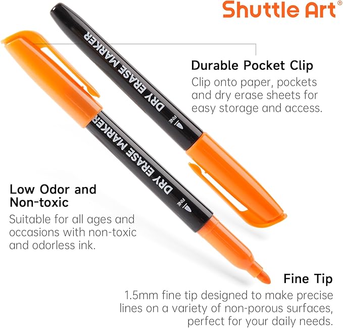 Shuttle Art Dry Erase Markers, 32 Pack 16 Colors Whiteboard Markers, Fine Tip - Image 3