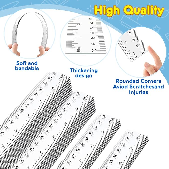 32 Pack Clear Plastic Ruler 12 Inch, Rulers Bulk - Image 2