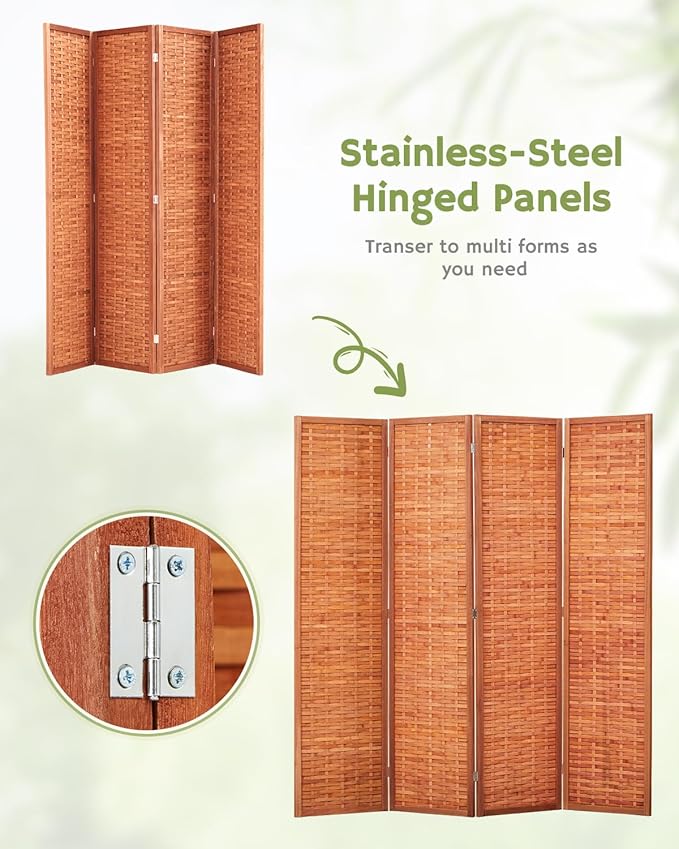 JOSTYLE 6ft Folding Privacy Screens 4-Panel Freestanding Room Dividers - Image 7