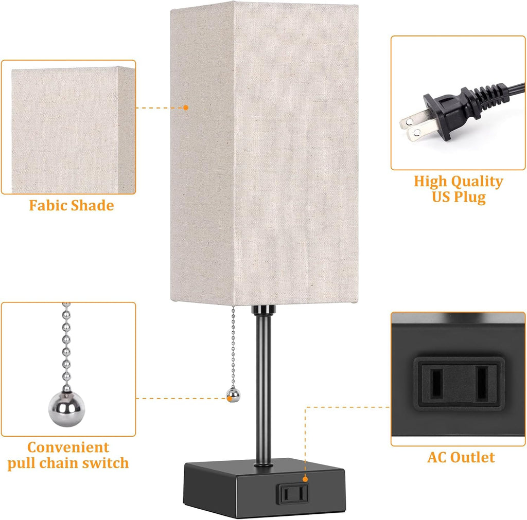15'' bedside table lamp for bedroom small night, close-up detail
