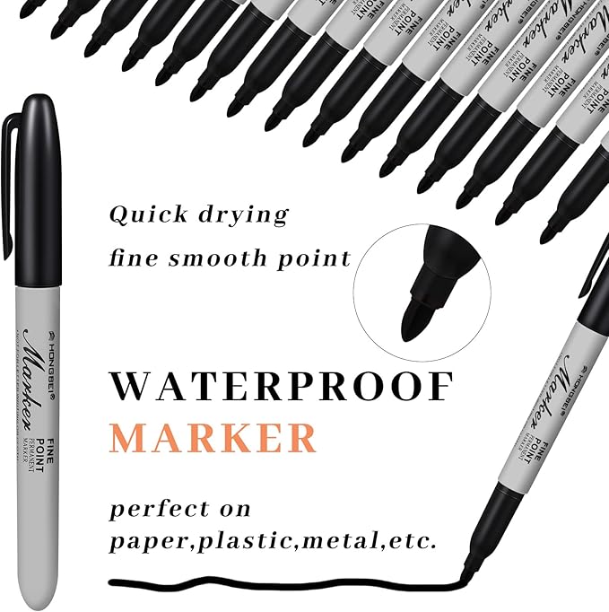 Thenshop 500 Pack Black Permanent Markers Bulk - Image 2