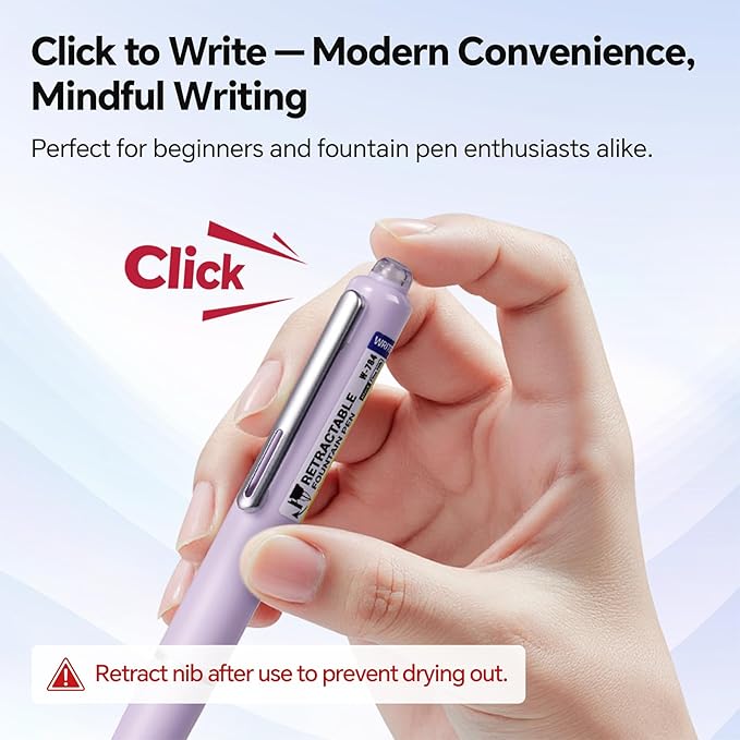 WRITECH Retractable Fountain Pen Set: Fine Nib Black Ink Premium Gift Box - Image 3