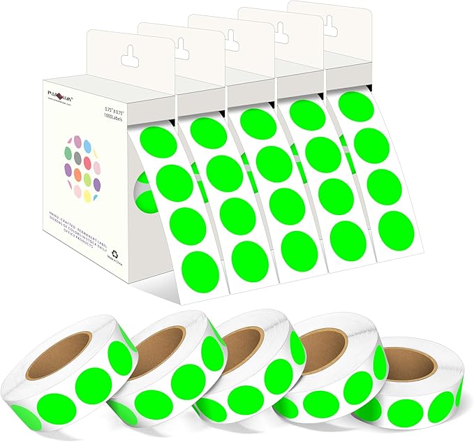 PARLAIM 3/4 Inch Round Permanent Adhesive Color-Code Dot Stickers, 10000 by PARLAIM