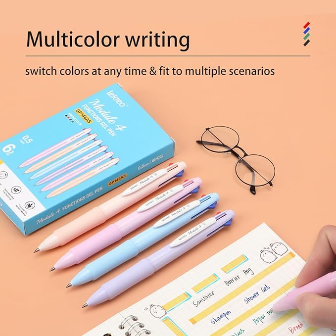 Lekreo Multi-color Ballpoint Pens, 4-in-1 Colored Pens 0.7 Medium Fine Point - Image 5