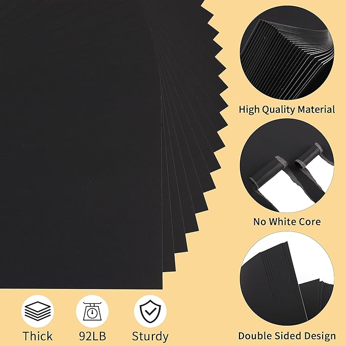 100 Sheets Black Cardstock - Image 3