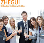 ZHEGUI ID Badge Holder with Clip Clear Plastic Name Tag Holders Horizontal - Image 7