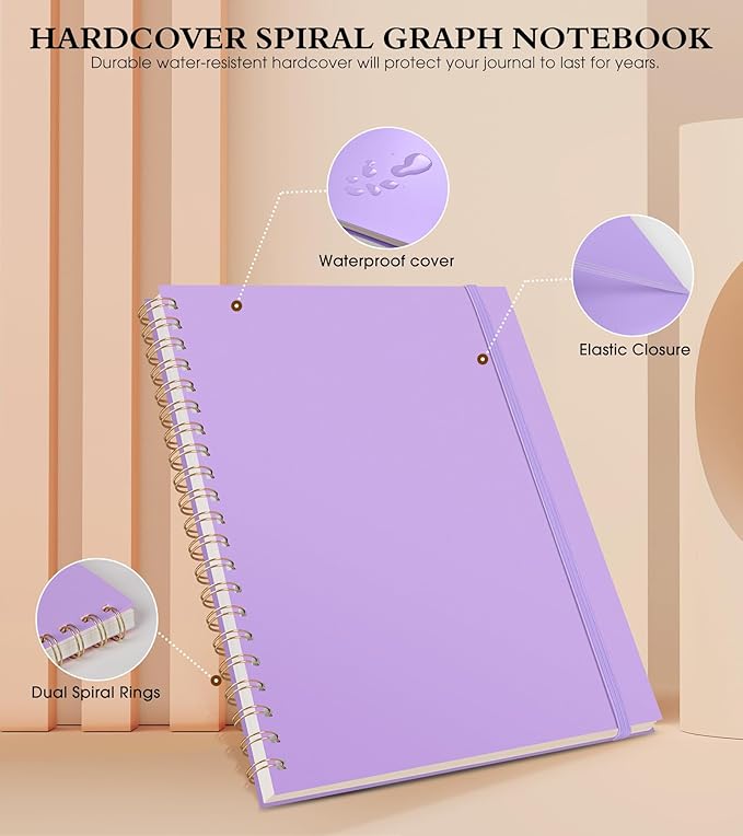 Graph Paper Notebook, Spiral Notebook Journal 8.5” x 11”, A4 Large Grid - Image 3