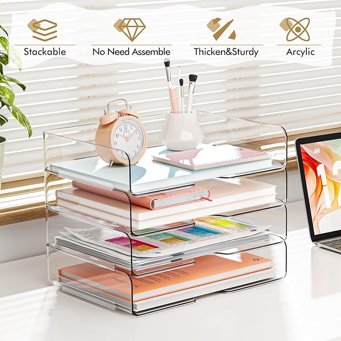 YKLSLH 4 Trays Paper Organizer Letter Tray - Image 2