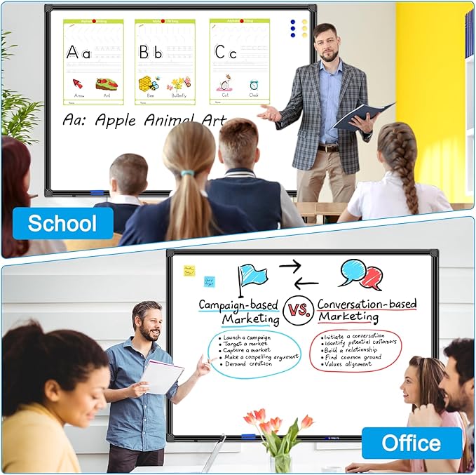 H-Qprobd 48"x30" Magnetic White Board Dry Erase Wall Mount Whiteboard - Image 7