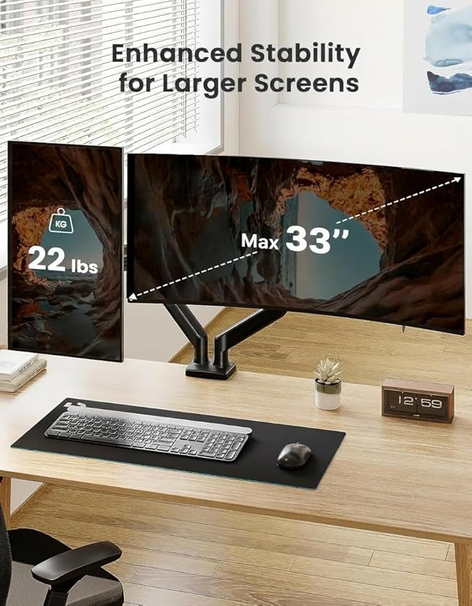 ErGear Dual Monitor Stand up to 33 inches Screen, Load-Bearing Max 22 lbs Each - Image 2