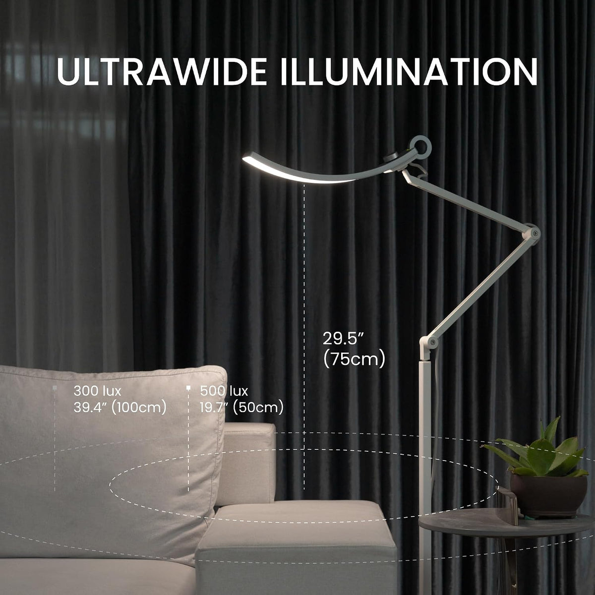 BenQ e-Reading Floor Lamp - Ultrawide and Bright Lighting, Dimmable with 13 C...