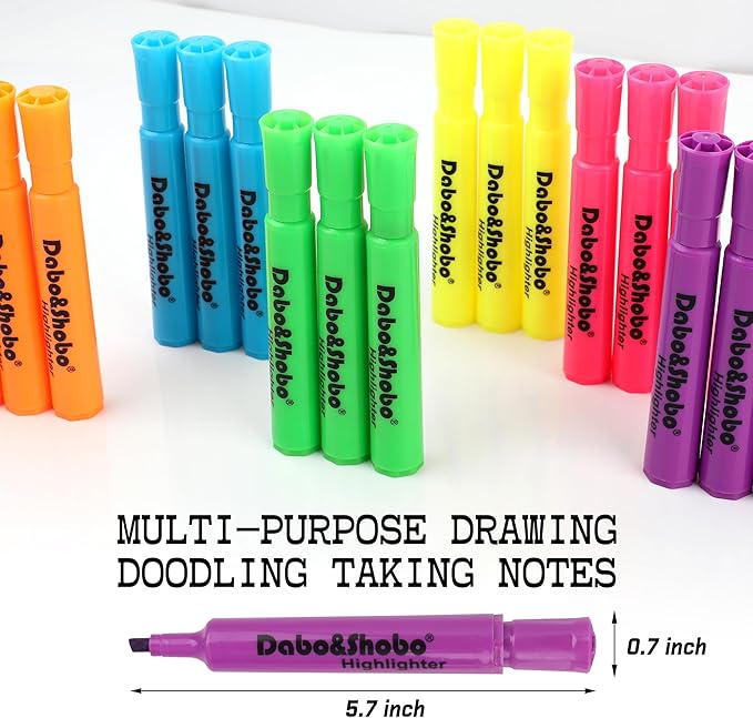 Dabo&Shobo Highlighters 108 Pack, Tank Style Highlighters Assorted Fluorescent - Image 3