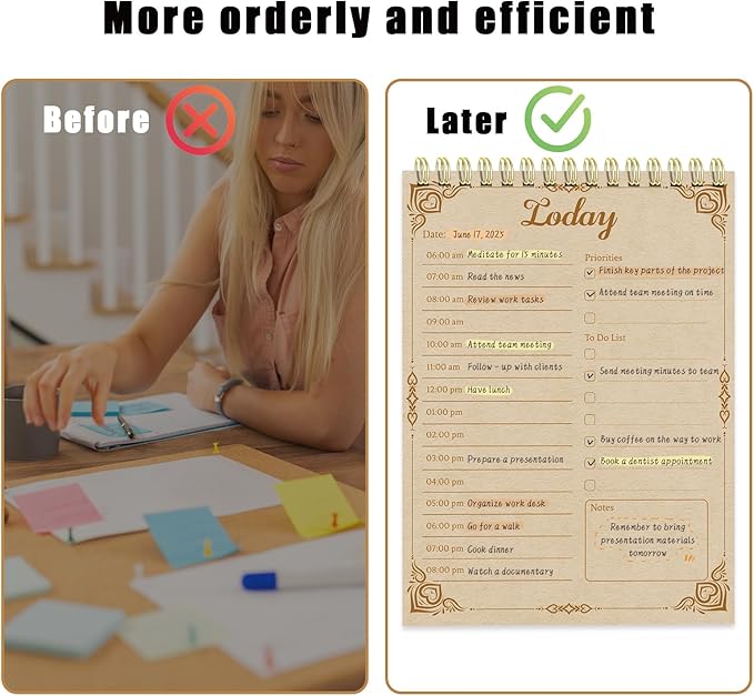 Tlenpo Daily To Do List Notebook 60 Sheets Vintage kraft paper, 5.1 x 7 In - Image 3