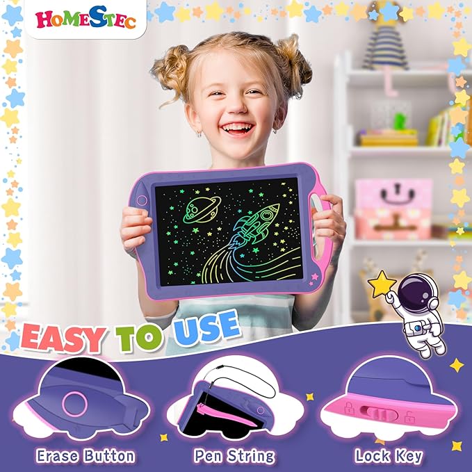 HOMESTEC Astrodraw Drawing Pad Toys, Colorful LCD Writing Tablet - Image 2