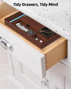 Valet Tray with Wireless Charger, Nightstand Organizer, Leather Desk Drawer - Image 5