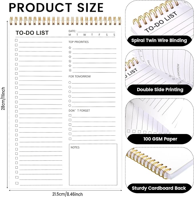 To Do List Notepad, 120 Pages 8.5x11" To Do List Notebook Undated Daily Planner - Image 5