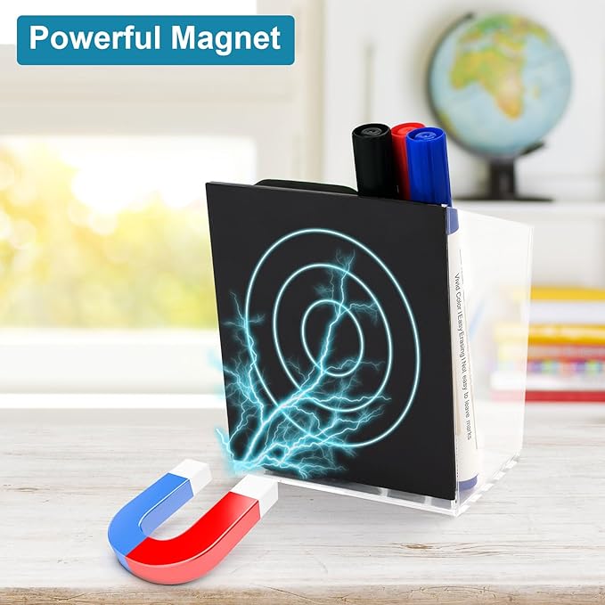 VACONICO Magnetic Pen Holder, Acrylic Dry Erase Marker Holder, Large Capacity - Image 2