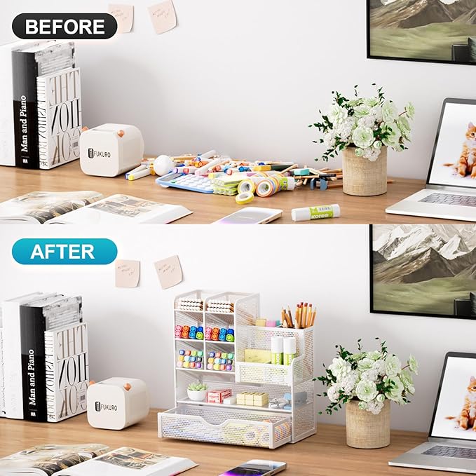 Marbrasse Mesh Pen Holder for Desk, Desk Organizers and Accessories for Office - Image 3
