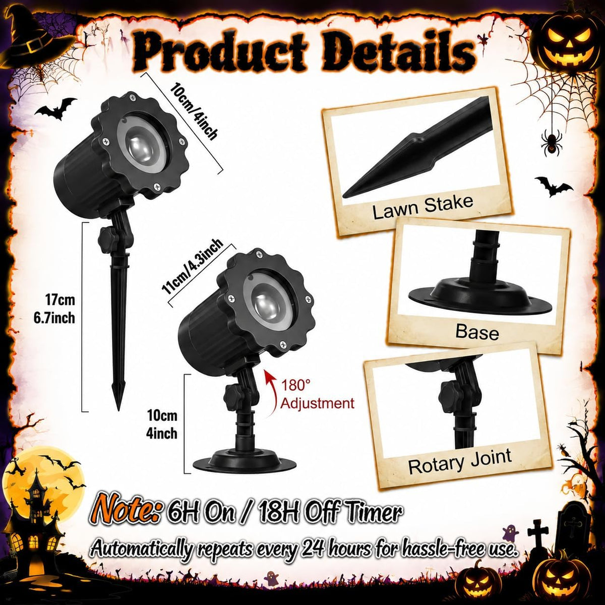 Halloween Decoration Outdoor 3D White Ghost Projector Light