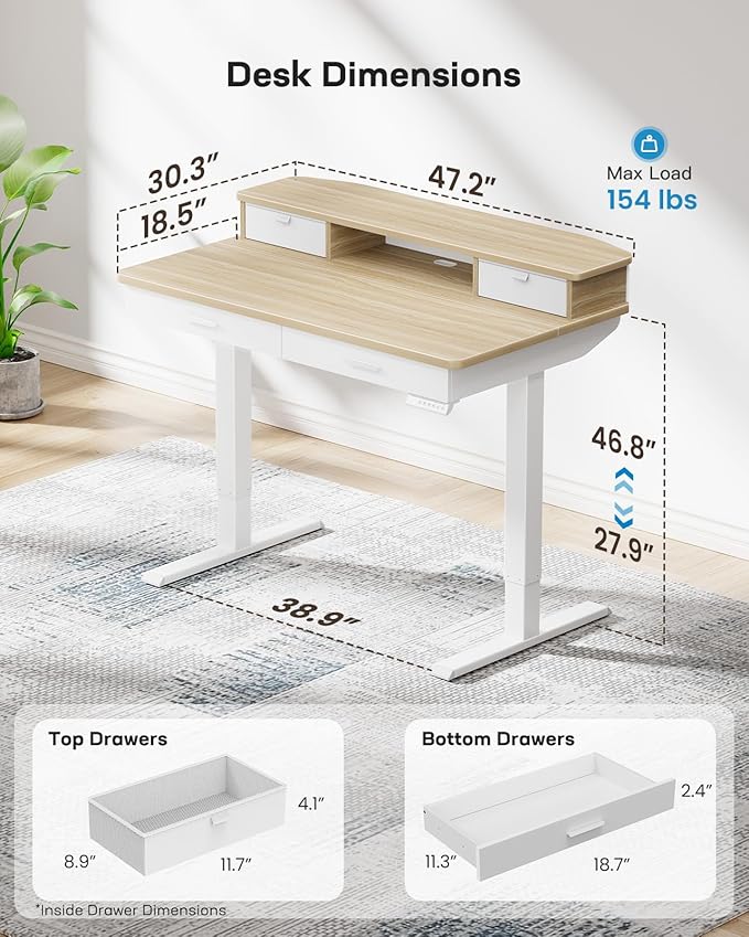 HUANUO 48 x 30 inch Electric Standing Desk - Image 3