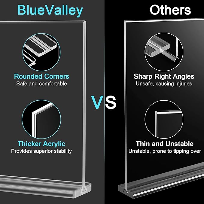 BlueValley Clear Acrylic Sign Holder 5x7 Vertical Double Sided Acrylic Photo - Image 6