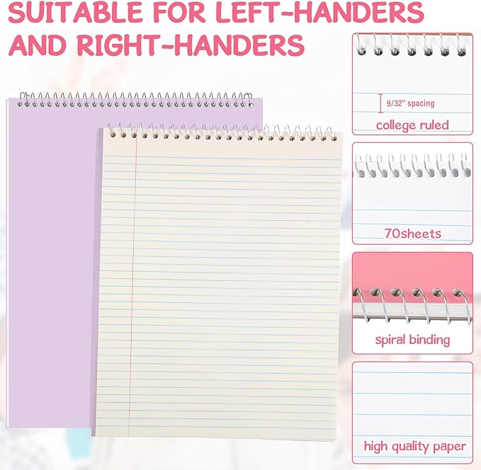 Maitys 6 Pcs Legal Pad Steno Spiral Notebook 8.5" x 11" Top Bound Spiral Pads - Image 3