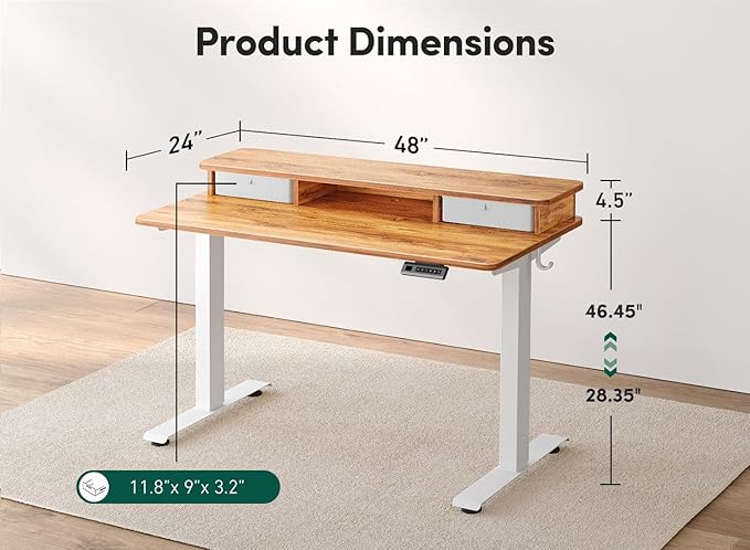 FEZIBO 48 x 24 Inch Height Adjustable Electric Standing Desk - Image 3