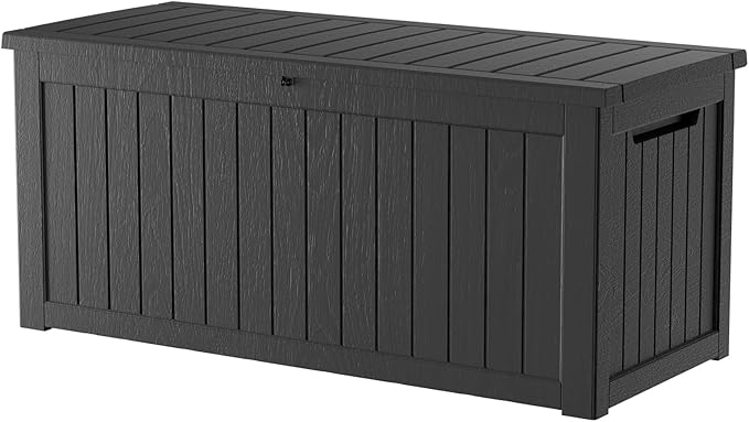 TARKARI 270 Gallon Lockable Resin Deck Box, Waterproof & UV-Resistant Outdoor by Home