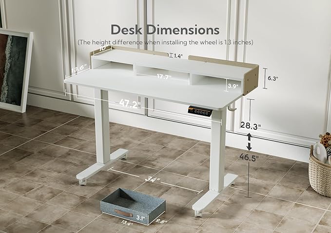 Claiks Standing Desk with Drawers, Stand Up Electric Standing Desk Adjustable - Image 3