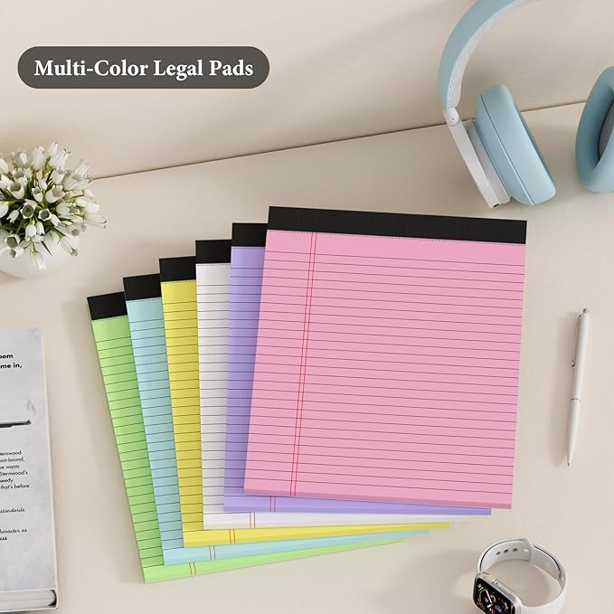 Nichela 6 Pack Legal Pads 8.5 x 11 Colored Note Pads 8.5 x 11 Pink Notepad - Image 6