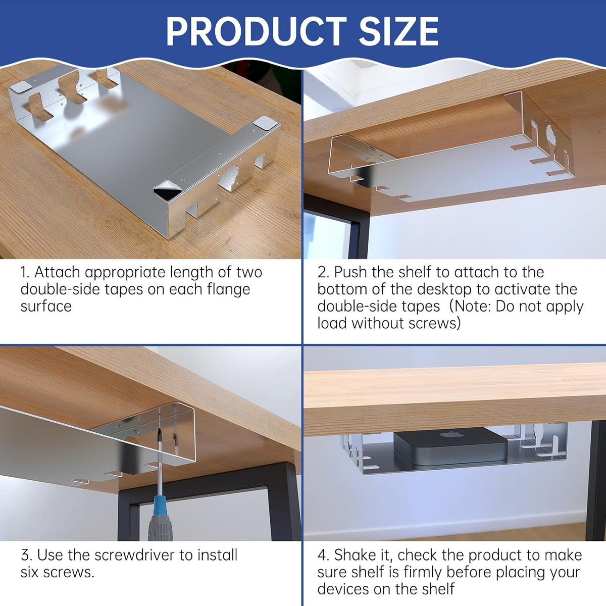 Upgrade Under Desk Shelf with Heat Dissipation - Under Table Shelf for Laptop...