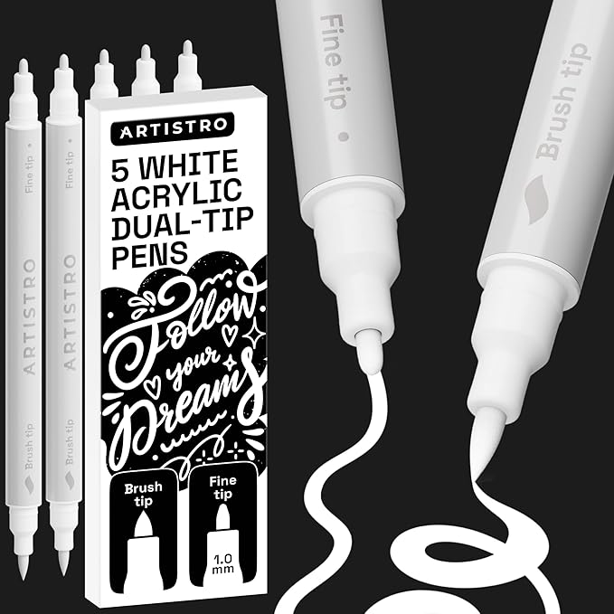 ARTISTRO 5 White Acrylic Paint Markers by ARTISTRO